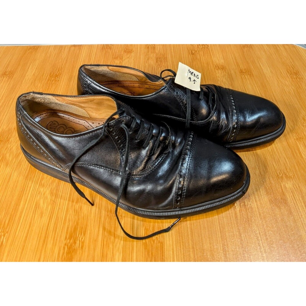 ECCO City Walker Leather Men's Dress Shoes Oxford Derby Black Size 9½ (S09)